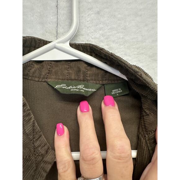 Eddie Bauer Woman Size L Brown Corduroy Jacket Button Up Pockets Blazer - Picture 6 of 11